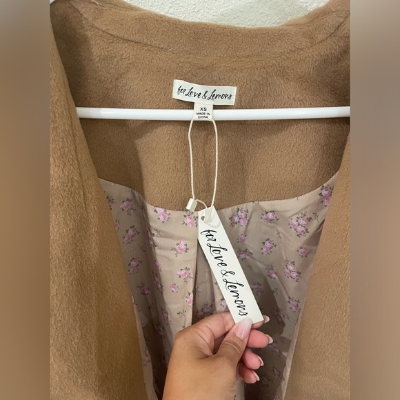 NWT For Love And Lemons Sadie Fleece Coat Long Tan Brown Fall - Picture 8 of 16